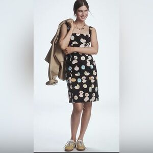 ANTHROPOLOGIE MAEVE SQUARE-NECK MINI DRESS DANIELLE KROLL BLACK SIZE L NWT